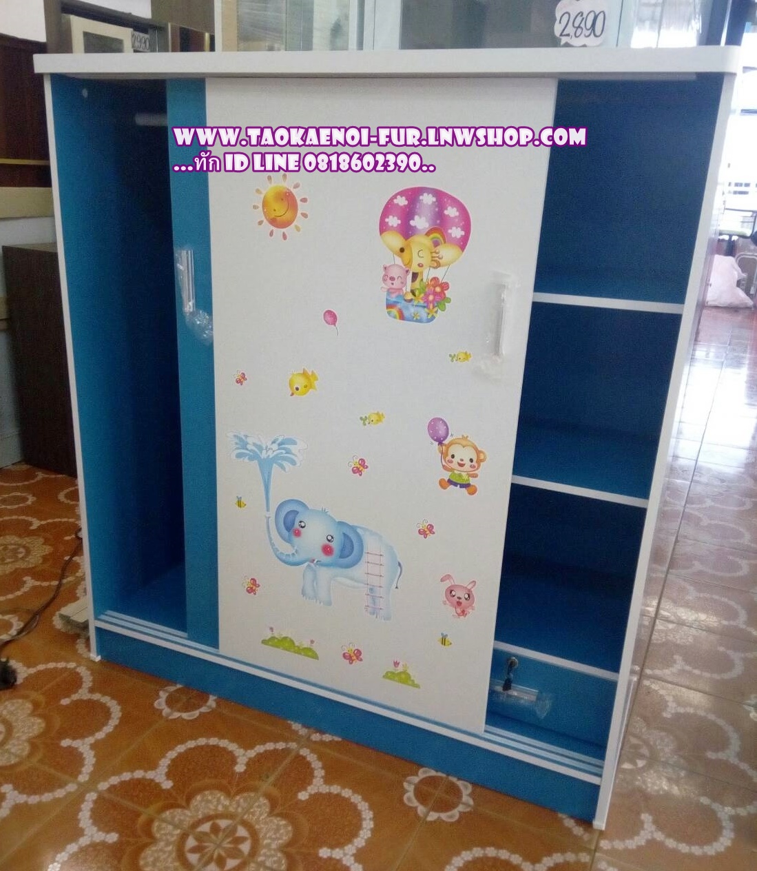 WC-120BM ตู้เสื้อผ้าเด็กบานเลื่อน 120 ซม.