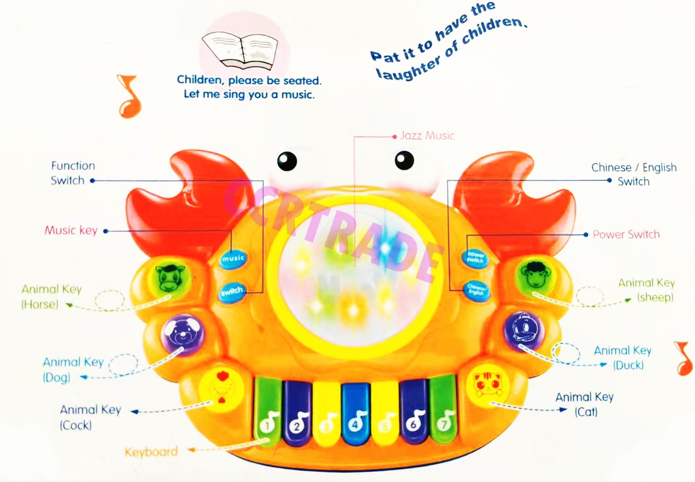 ปูน้อยตีกลอง+เปียโนฝึกภาษาอังกฤษ-จีนกล่อง 23.5x31 ซม.(1x3)