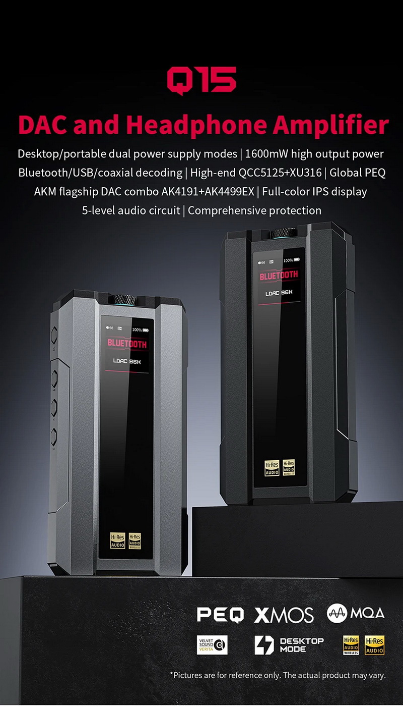 FiiO Q15 DAC/AMP พกพา ชิป DACคู่ จอ IPS รองรับ MQA, PCM 32bit/768kHz, DSD512 ประกันศูนย์ไทย