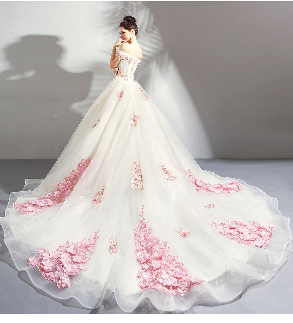 DL097 **พรีออเดอร์** ชุดออกงานสีขาวชมพู ชุดราตรี เดรสยาวออกงาน (Night party dresses) ชุดไปงานแต่งงานสวยๆ "ธีมสีขาวชมพู"