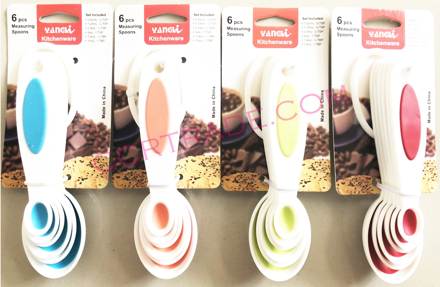 ช้อนตวง 6 ชิ้นแผง คละสี 17.5 ซม.