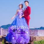 PW305 - **พรีออเดอร์** ชุดคู่ถ่ายพรีเวดดิ้ง (prewedding dress) & ชุดแต่งงานแฟนซี (Fancy wedding dress)ชายหญิง "ธีมสีม่วง-แดง"