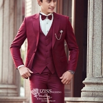 ST017 **พร้อมส่ง**สูทผู้ชายสีแดงแขนยาว พร้อมกางเกง ชุดสูทเจ้าบ่าว สูทแฟนซี ถ่ายพรีเวดดิ้ง & ชุดแต่งงานแฟนซี (Fancy wedding dress) สูทผู้ชายสีแดง