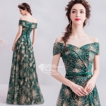 DL080 **พร้อมส่ง** ชุดออกงานสีเขียว ชุดราตรี เดรสยาวออกงาน (Night party dresses) ชุดไปงานแต่งงานสวยๆ "ธีมสีเขียวเข้ม"
