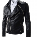 พร้อมส่ง แจ็คเก็ตหนัง ผู้ชาย หนัง PU สีดำ คอปก ซิปเฉียง ถอดแขนใส่เป็นเสื้อกั๊กได้ ผ่าแขน ใส่ขี่มอเตอร์ไซค์ ใส่คลุม