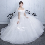 BR294 **พรีออเดอร์**ชุดแต่งงาน&ชุดเจ้าสาวแบบยาวสีขาวเกรดพรีเมี่ยม หรูหราน่ารัก สวยโดดเด่นไม่ซ้ำใคร