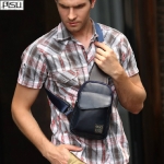 พร้อมส่ง กระเป๋าคาดอกผู้ชาย กระเป๋าหนัง PU สีดำ กาแฟ น้ำเงิน จุของได้เยอะ มีช่องเก็บของด้านหน้า สายปรับได้