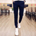 พร้อมส่ง กางเกงขายาว สีน้ำเงินกรมท่า ปลายขาจั้ม กางเกงผู้ชาย