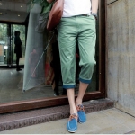 กางเกงขา 5 ส่วน แฟชั่น กางเกงขา 5 ส่วน พร้อมส่ง สีเขียว มีกระเป๋าข้าง แต่งขอบขา แต่งขอบกระเป๋า ใส่เที่ยว สบายๆ ชิลๆ