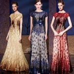 T026 **พรีออเดอร์เดรสชุดเลื่อมสีแดง สีน้ำเงิน สีทอง**ชุดราตรียาวเลื่อมทั้งชุด แขนสั้น เล่นดีเทลซีทรูช่วงอกและแขน แต่งเลื่อมไม้ลายกิ่งไม้ เข้ารูปช่วงเอว กระโปรงทรงปล่อย สวยงามหรูหราไฮโซมากๆ ค่ะ