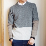 พร้อมส่ง เสื้อไหมพรมผู้ชาย สีเทา ไล่สีทูโทน คอกลม สเวตเตอร์ผู้ชาย ใส่กันหนาว