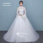 BR271**พรีออเดอร์**ชุดแต่งงาน&ชุดเจ้าสาวแบบยาวสีขาวเกรดพรีเมี่ยม เปิดไหล่ มีแขน หรูหราน่ารัก สวยโดดเด่นไม่ซ้ำใคร