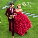 PW303 - **พร้อมส่งเฉพาะชุดผู้หญิงค่ะ** ชุดคู่ถ่ายพรีเวดดิ้ง (prewedding dress) & ชุดแต่งงานแฟนซี (Fancy wedding dress)ชายหญิง "ธีมสีแดง"