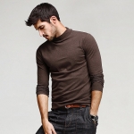 พร้อมส่ง เสื้อคอเต่าผู้ชาย สีน้ำตาล แขนยาว เสื้อกันหนาว หรือแมทซ์กับสูทก็เท่ห์