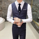 พร้อมส่ง (M) เสื้อกั๊กสูท ผู้ชาย สีเทาเข้ม