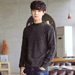 พร้อมส่ง เสื้อไหมพรม คอตั้ง สีดำ แขนยาว ผ้านุ่ม สเวตเตอร์ผู้ชาย ใส่กันหนาว