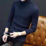 พร้อมส่ง เสื้อไหมพรมผู้ชาย สีกรม คอเต่า ลายริ้วเล็ก แขนยาว เนื้อผ้ายืดหยุ่นได้ดีมาก ใส่กันหนาว เสื้อสเวตเตอร์ผู้ชาย