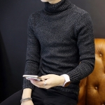 พร้อมส่ง เสื้อไหมพรม คอเต่า สีดำ แขนยาว สเวตเตอร์ผู้ชาย ผ้านุ่ม ใส่กันหนาว
