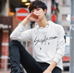 พร้อมส่ง เสื้อฮู้ดผู้ชาย สีขาว มีฮู้ด ปักlogo ที่อกเสื้อ แขนยาว เสื้อแฟชั่นผู้ชาย