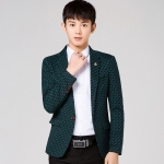 พร้อมส่ง เสื้อสูทผู้ชาย สีเขียว พิมพ์ลายเท่ห์ แขนยาว กระดุมเม็ดเดียว เสื้อสูทแฟชั่น ใส่ออกงาน ใส่ทำงานได้