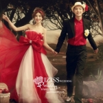 PW462- **พรีออเดอร์**ชุดแต่งงานแฟนซี ชุดเดรสสีแดง ชุดถ่ายพรีเวดดิ้ง (prewedding dress) & ชุดแต่งงานแฟนซี (Fancy wedding dress) "ธีมสีแดง ดำ"