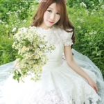 BR003 **พรีออเดอร์**ชุดแต่งงานสั้นสีขาว (wedding dress) แขนตุ๊กตามีระบายน่ารักๆ ใส่แล้วสวยหวานสไตล์คุณหนูค่ะ
