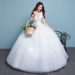 BR315 **พรีออเดอร์**ชุดแต่งงาน&ชุดเจ้าสาวแบบยาวสีขาวเกรดพรีเมี่ยม หรูหราน่ารัก สวยโดดเด่นไม่ซ้ำใคร