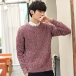 พร้อมส่ง เสื้อไหมพรมผู้ชาย สีแดง คอกลม แขนยาว สเวตเตอร์ผู้ชาย ผ้าหนา ใส่กันหนาว