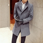 พร้อมส่ง เสื้อโค้ท ผู้ชาย สีเทา ผ้าวูล คอปก แขนยาว ใส่กันหนาว ใส่เที่ยว ใส่ไปต่างประเทศ แบบเท่