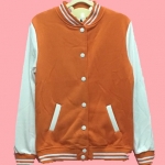 เสื้อเบสบอลสีส้ม Baseball Jacket Orange-White