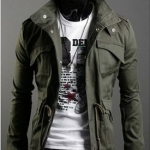 เสื้อแจ๊กเก็ตผู้ชาย พร้อมส่ง แขนยาว สีเขียวทหาร คอปก กระดุมหน้า ผ้านิ่ม ใส่สบาย