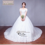 BR247 **พรีออเดอร์**ชุดแต่งงาน&ชุดเจ้าสาวแบบยาวสีขาวเกรดพรีเมี่ยม เปิดไหล่ มีแขน หรูหราน่ารัก สวยโดดเด่นไม่ซ้ำใคร