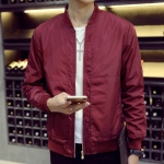 พร้อมส่ง แจ็คเก็ตผู้ชาย สีแดง แขนยาว ผ้าร่ม แจ็คเก็ตเบสบอล แฟชั่นผู้ชาย