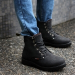 รองเท้าบูทผู้ชาย พร้อมส่ง สีดำ รองเท้าย่ำหิมะ รองเท้าหนัง รองเท้าหุ้มข้อ มีขนบุด้านใน ใส่แล้วเท้าอุ่น แบบผูกเชือก