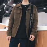 พร้อมส่ง เสื้อลูกฟูกผู้ชาย สีน้ำตาล กระดุมหน้า ใส่เป็นเสื้อคลุม หรือเสื้อเซิ้ตได้