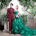 PW393- **พรีออเดอร์**ชุดคู่ถ่ายพรีเวดดิ้ง (prewedding dress) & ชุดแต่งงานแฟนซี (Fancy wedding dress)ชายหญิง "ธีมสีเขียว"