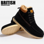 รองเท้าหุ้มข้อผู้ชาย พร้อมส่ง รองเท้าหนัง รองเท้าลุยหิมะ สีดำ แบบผูกเชือก ด้านในบุขนสัตว์