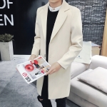 พร้อมส่ง โค้ทผู้ชาย ตัวยาว สีครีม กระดุมหน้า มีซับใน ใส่ไปเที่ยวต่างประเทศ อุ่นแน่นอน เท่ห์