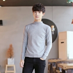 พร้อมส่ง เสื้อไหมพรมผู้ชาย สีเทา คอตั้ง แขนยาว เนื้อผ้ายืดหยุ่นได้ดี ใส่กันหนาว สเวตเตอร์ผู้ชาย