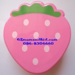 ++พร้อมส่ง++ กล่องใส่อาหาร ใส่ข้าว ชั้นเดียว ลายสตอเบอรี่ สีชมพู -- Strawberry shaped 1 layer Lunch box
