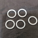 5ชิ้น:ชุด ปะเก็น ซีล แหวนปะเก็น เทฟลอน PTFE/Teflon ขนาด OD:17,ID:13,หนา 1.25mm.