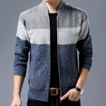 พร้อมส่ง แจ็คเก็ตไหมพรมผู้ชาย สีน้ำเงิน สลับสีสวย ใส่อุ่น เสื้อกันหนาวผู้ชาย แฟชั่นหน้าหนาวผู้ชาย