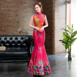 PW612- **พรีออเดอร์**ชุดกี่เพ้ายาว ชุดยกน้ำชา ชุดถ่ายพรีเวดดิ้ง (prewedding dress) & ชุดแต่งงานแฟนซี (Fancy wedding dress) "ธีมสีชมพู"