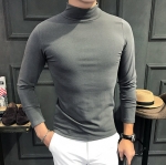 พร้อมส่ง เสื้อคอตั้ง สีเทา เนื้อผ้าเข้ารูปทรงสวย แมทซ์กับโค้ทหรือสูทก้อเท่ห์