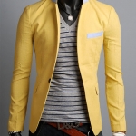 พร้อมส่ง เสื้อสูท ผู้ชาย สีเหลือง สูทลำลอง แขนยาว แขนแต่งกระดุม ใส่ทำงาน ใส่ลำลอง