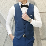 พร้อมส่ง เสื้อกั๊กสูท ผู้ชาย สีน้ำเงิน