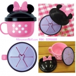 ++พร้อมส่ง++ ถ้วยแบ่งอาหาร ขนม ที่เป็นของแห้ง แบบมีหูจับ ลาย minnie mouse สินค้า made in japan ค่ะ
