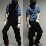 พร้อมส่ง ชุดเอี๊ยมผู้ชาย สีดำ เอี้ยมขายาว