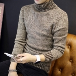 เสื้อไหมพรม คอเต่า สีน้ำตาล แขนยาว สเวตเตอร์ผู้ชาย ผ้านุ่ม ใส่กันหนาว