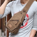 กระเป๋าแฟชั่น กระเป๋าคาดอก พร้อมส่ง สีกาแฟ เก็บของได้เยอะ ใส่ไอแพดมินิได้ มีช่องเก็บของเยอะ